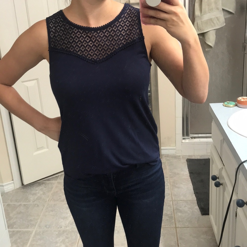 Navy blue lace blouse